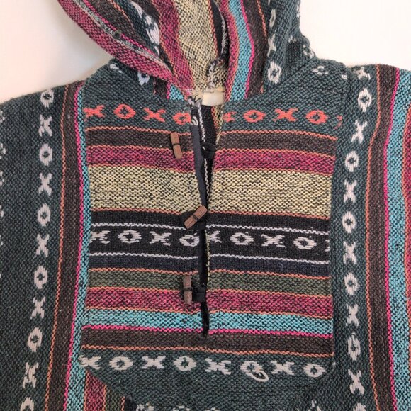 Vintage Green Baja-Style Woven Hoodie Pullover XL (Women) - Picture 7 of 8